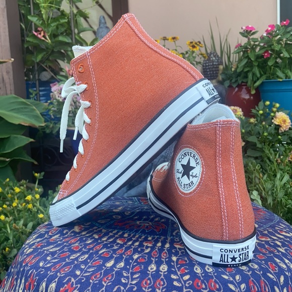 New Rusty Orange Two Tone Converse CTAS Hi Top Sneakers - Picture 5 of 16